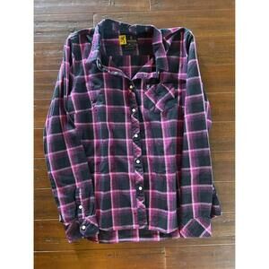 Browning Women's Pink Plaid Flannel Shirt - Size L